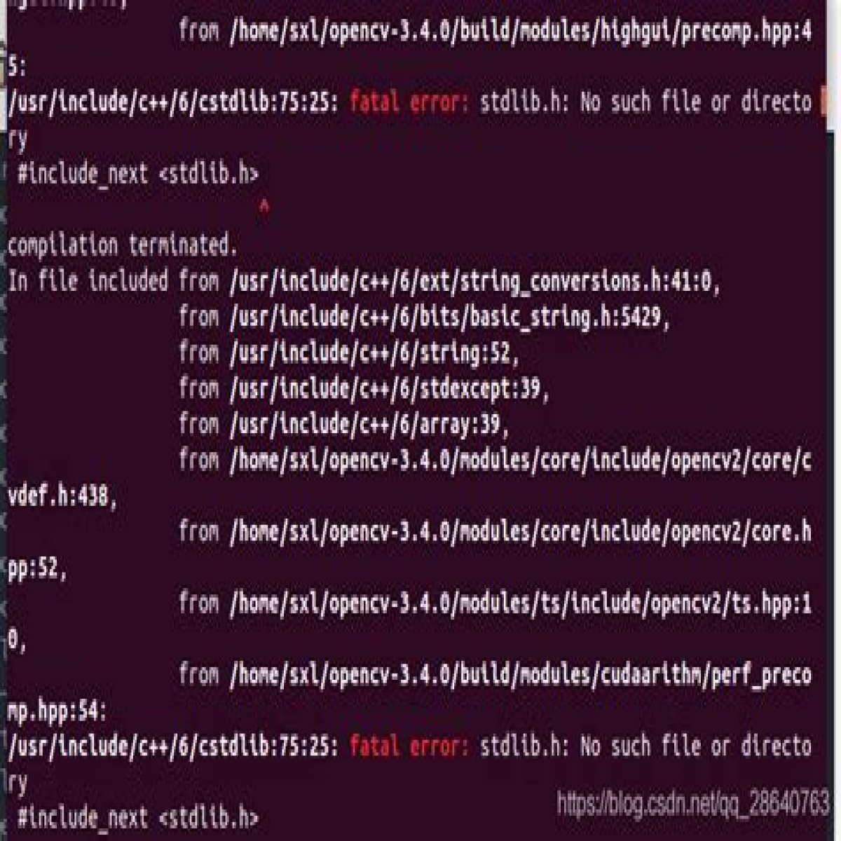 /usr/include/c++/8/cstdlib:75:15: fatal error: stdlib.h: No such file or directory
